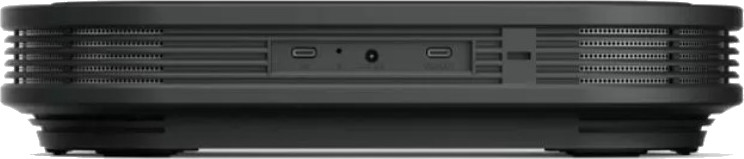 Czarny głośnik Philips. Widok z tyłu z widocznymi portami połączeniowymi.