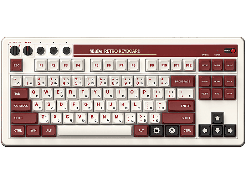 Klawiatura bezprzewodowa 8BITDO Mechanical Keyboard Fami Ed. Biało-bordowy – zdjęcie 3