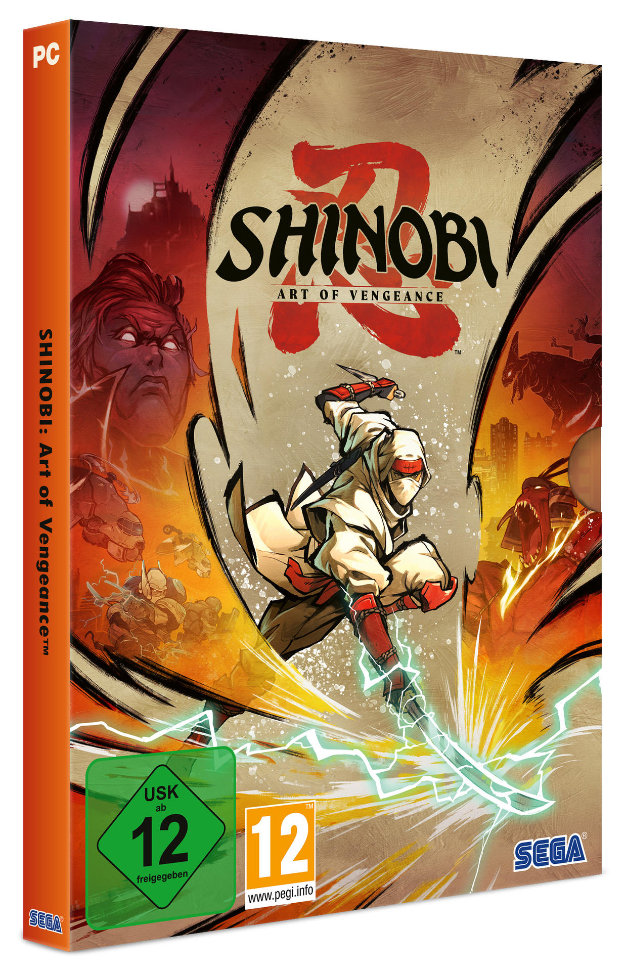 Die Spielbox von 'Shinobi: Art of Vengeance' auf weißem Hintergrund. Auf der Vorderseite befindet sich eine Ninja-Figur.