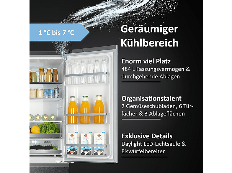 HAIER HB26FSSAAA French Door (750 l, E, 1900 mm hoch, Edelstahl)