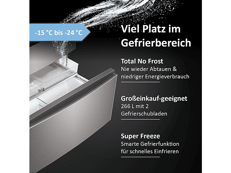 HAIER HB26FSSAAA French Door (750 l, E, 1900 mm hoch, Edelstahl)