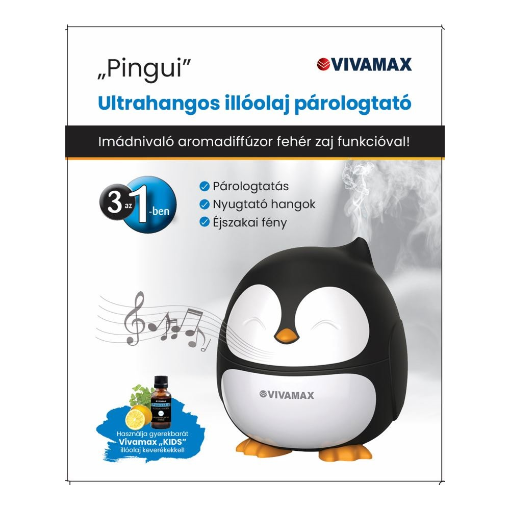 Pinguin alakú aroma diffúzor 3 az 1-ben funkcióval.