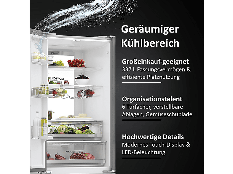 HAIER HFR7720DWMP French Door 70 SERIE 7 (477 l, D, 2006 mm hoch, Edelstahl)