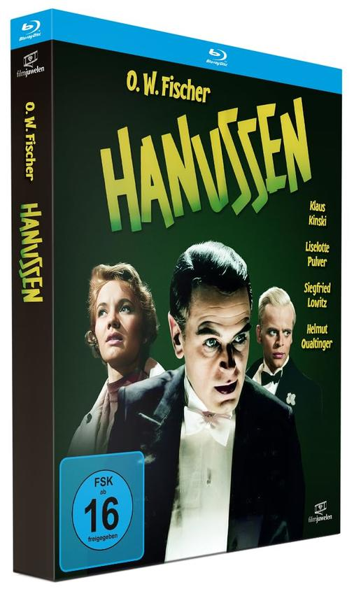 DVD-Cover. O.W. Fischer, Klaus Kinski und Liselotte Pulver. Der Titel lautet Hanussen.