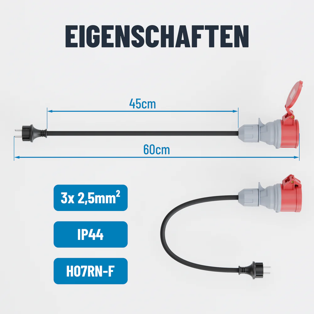 Egy adapter tulajdonságai, méretekkel és specifikációkkal.
