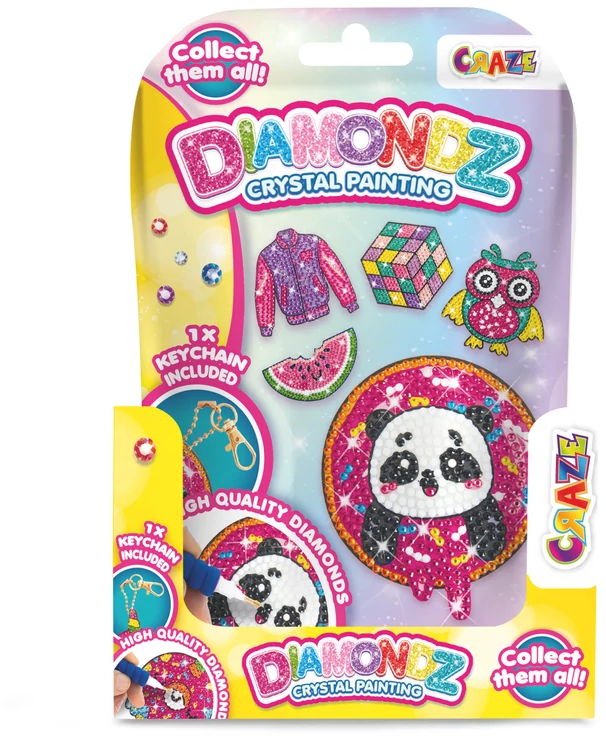 Diamondz Crystal Painting készlet panda mintával. A készlet gyémántokat és tollat tartalmaz.
