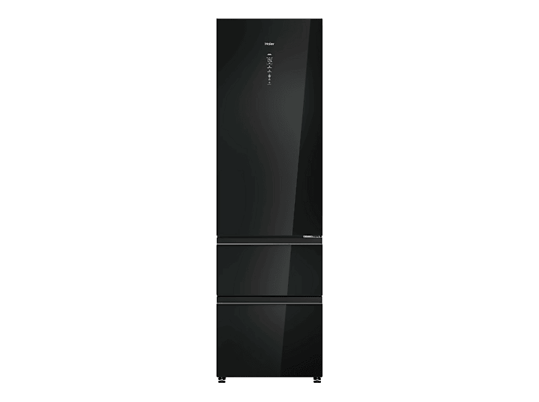 HAIER HTW7620DNGB Kühl-/Gefrierkombination (D, 226 kWh, 2050 mm hoch, Schwarz)