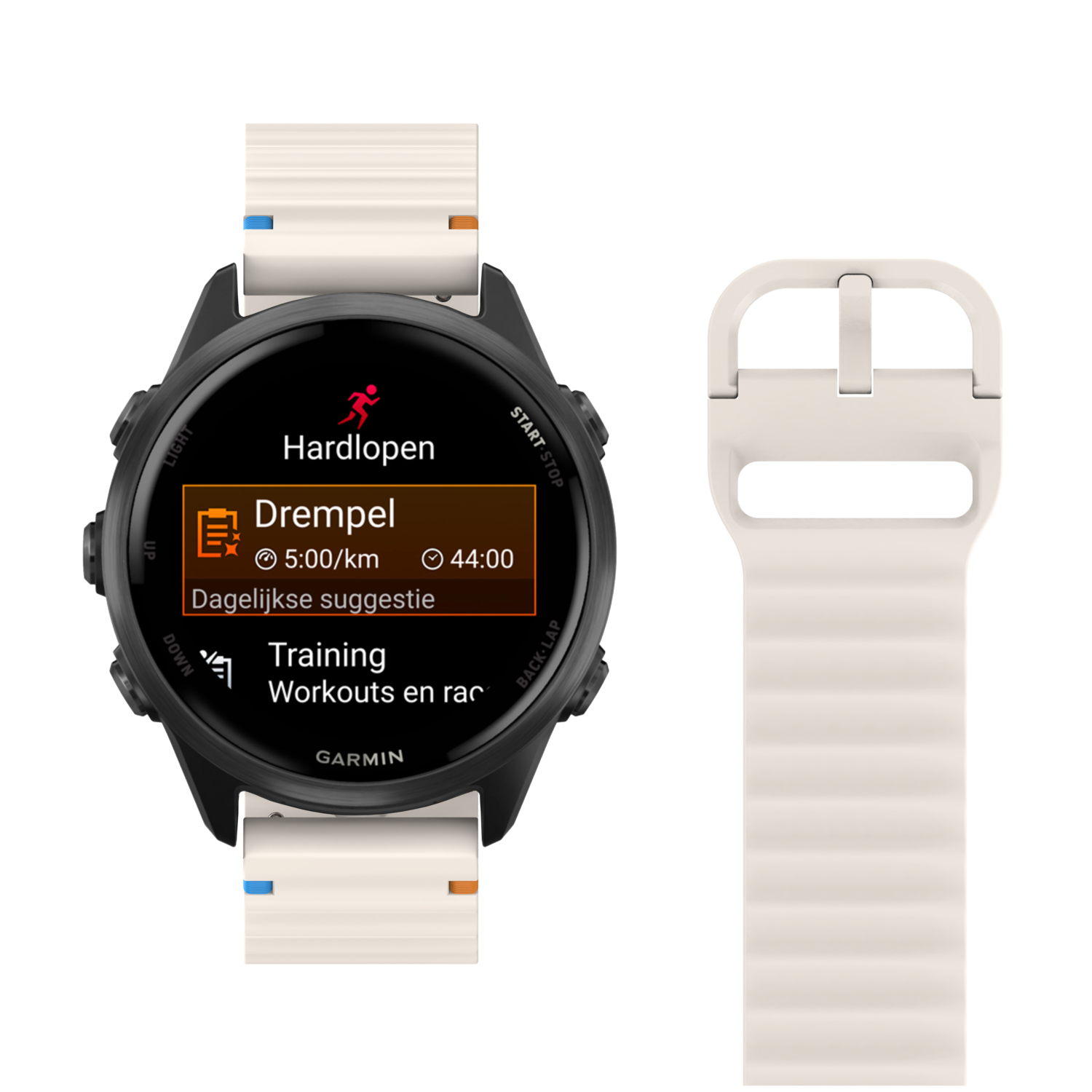 JUST IN CASE ActiveFlex Garmin erunner 55 / 165 / 570 (42mm) Horlogebandje Ivoor afbeelding