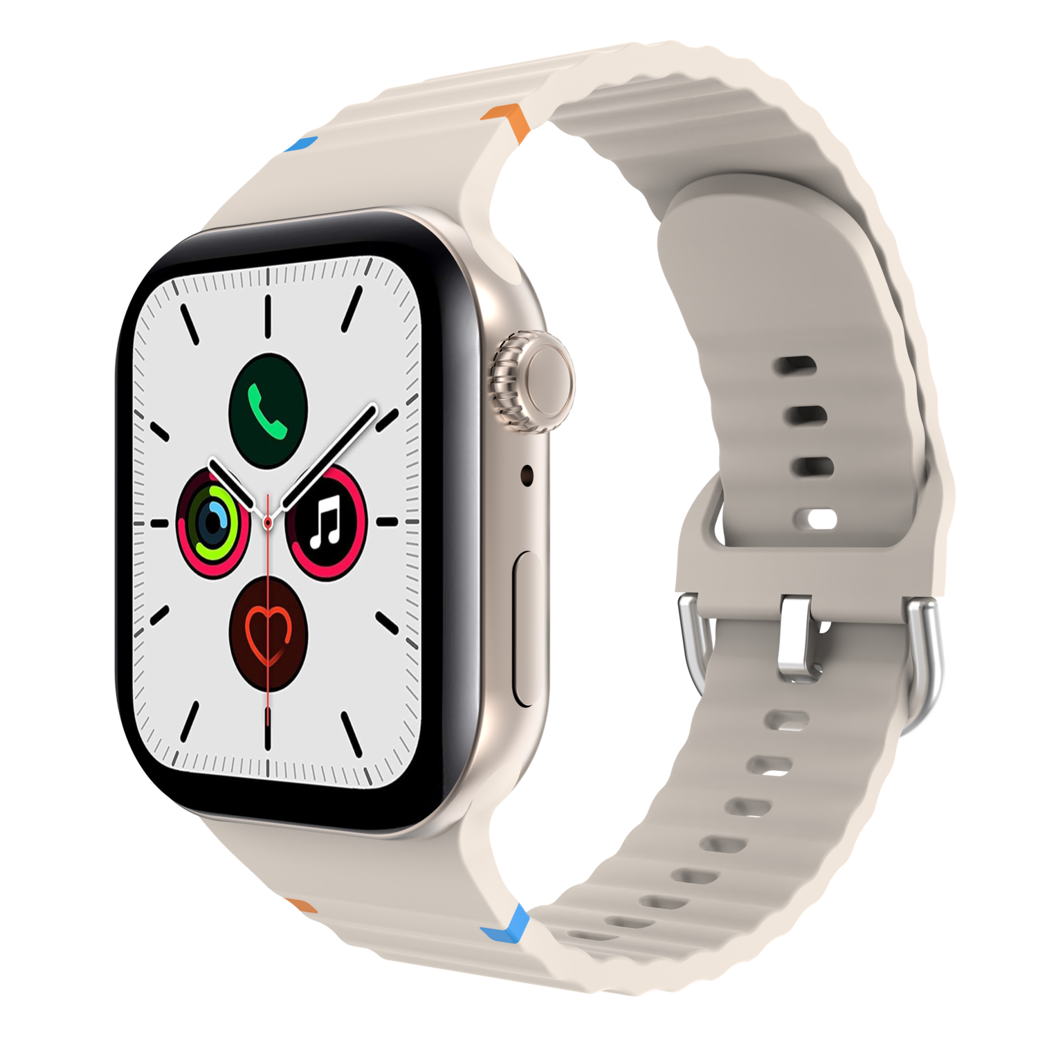 JUST IN CASE ActiveFlex Apple Watch 44/45/46/49mm Horlogebandje Ivoor afbeelding