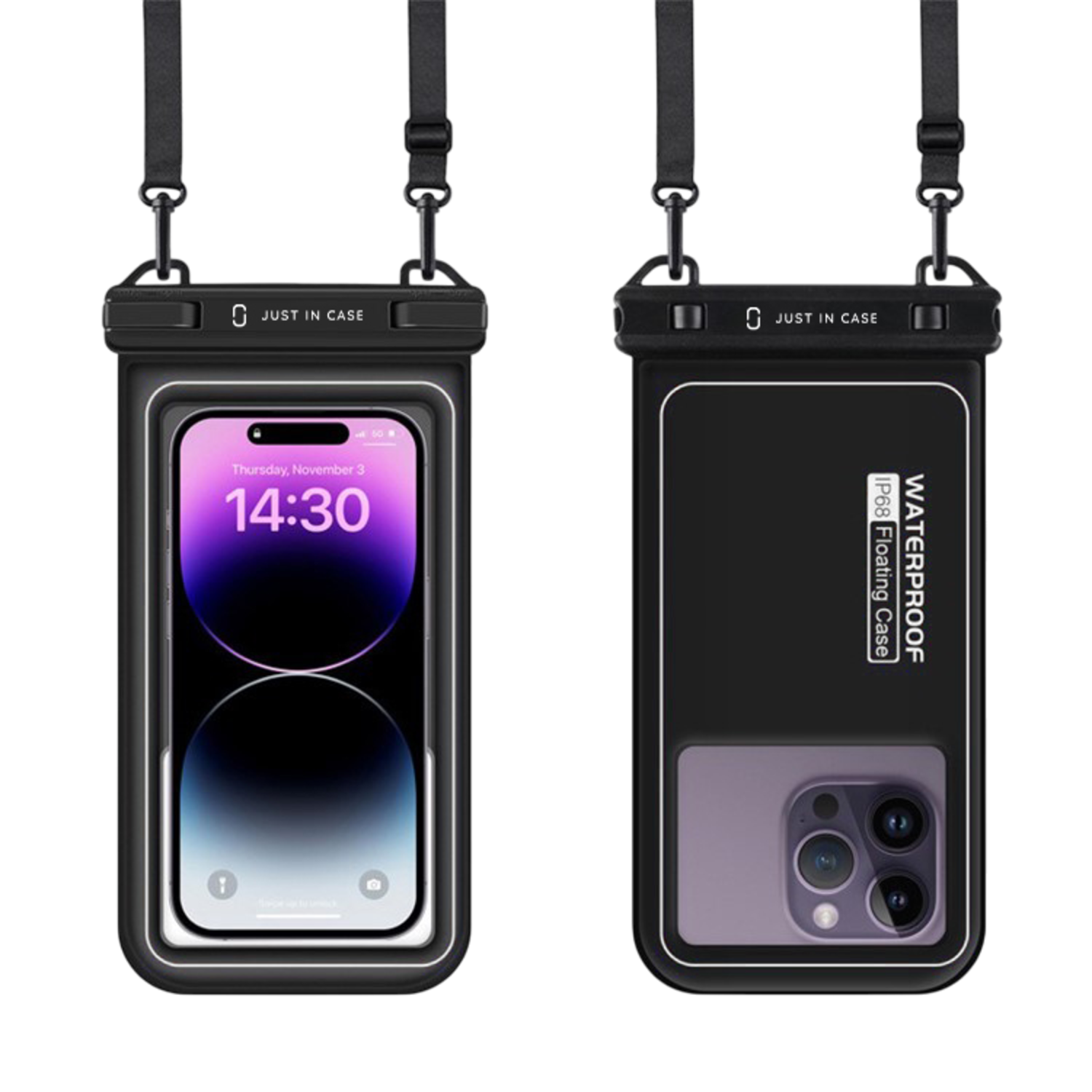 JUST IN CASE Waterdicht Telefoonhoesje voor Universeel Smartphones Zwart afbeelding