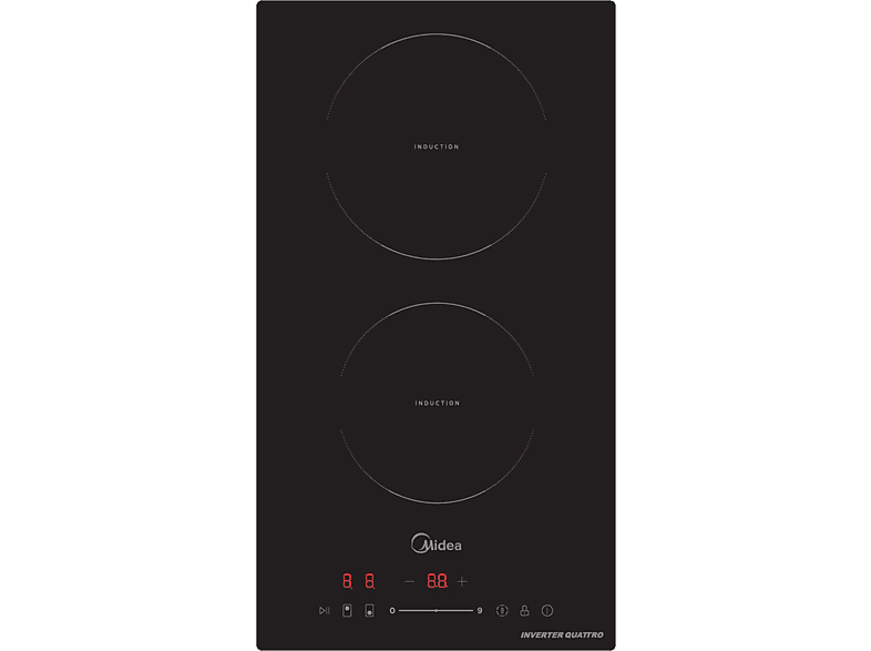 Placa inducción - Midea MIH350D157K0, 2 Zonas, 18 cm Zona Grande, 28.8 Ancho, 3500W, Negro