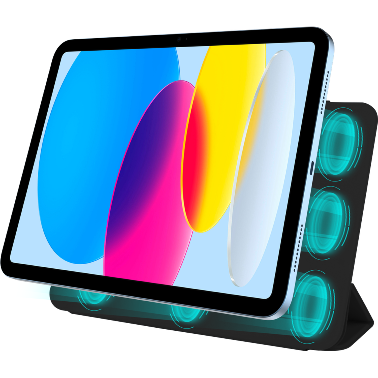 Tablet on a stand with color display. The stand has a lighting system.