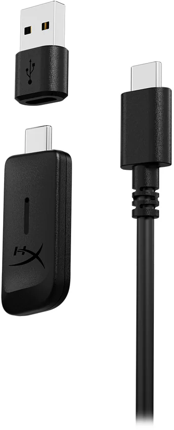 Fekete USB adapter és kábel egy fekete eszközhöz.