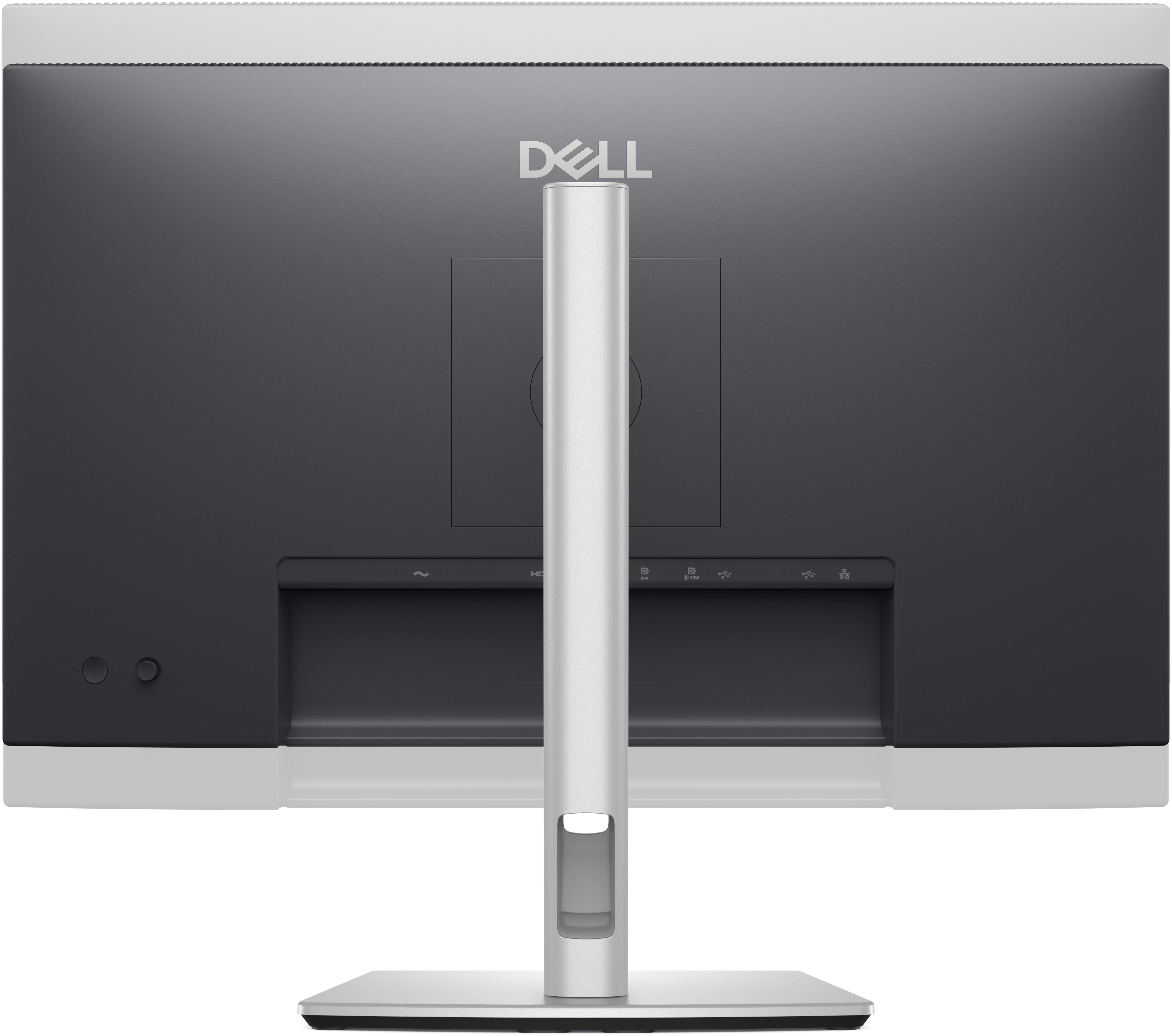 Rückansicht eines Monitors mit Dell-Logo.