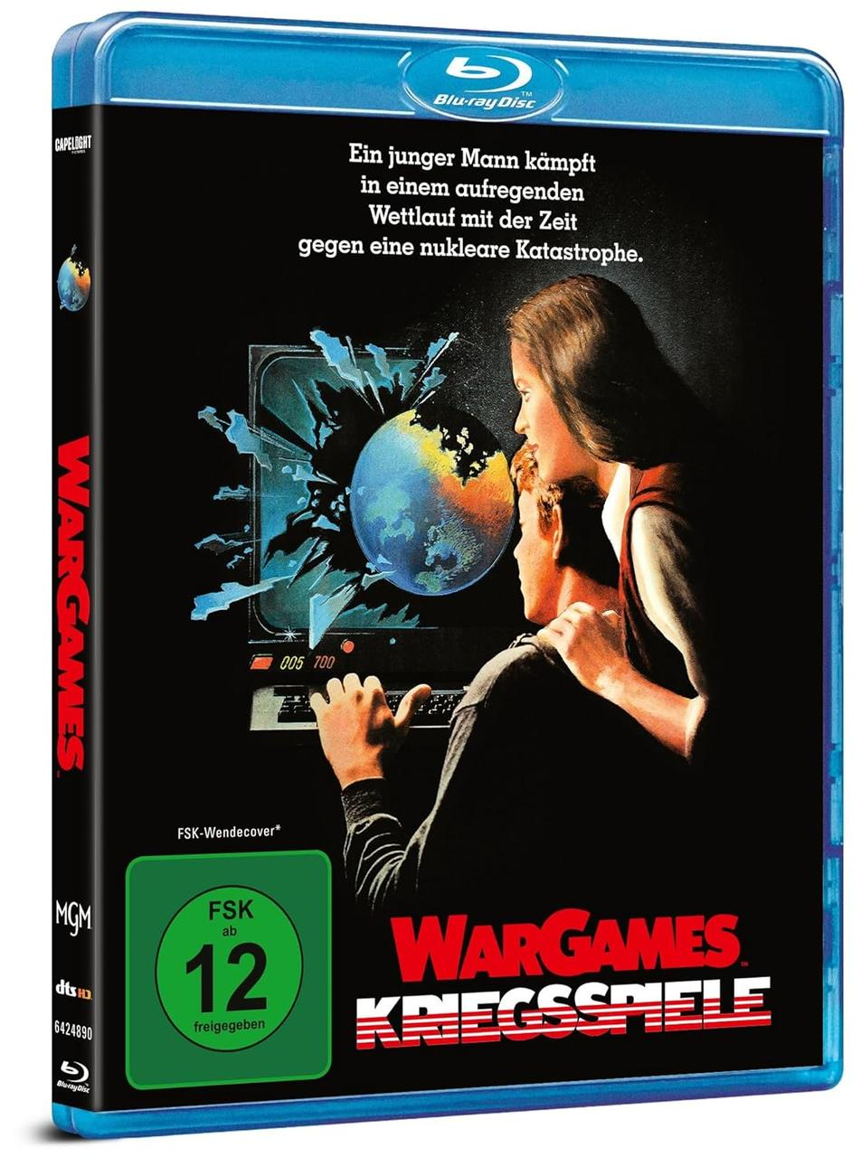 Blu-ray-Cover von Wargames: Ein Paar blickt auf einen Computerbildschirm mit einer Weltkarte.