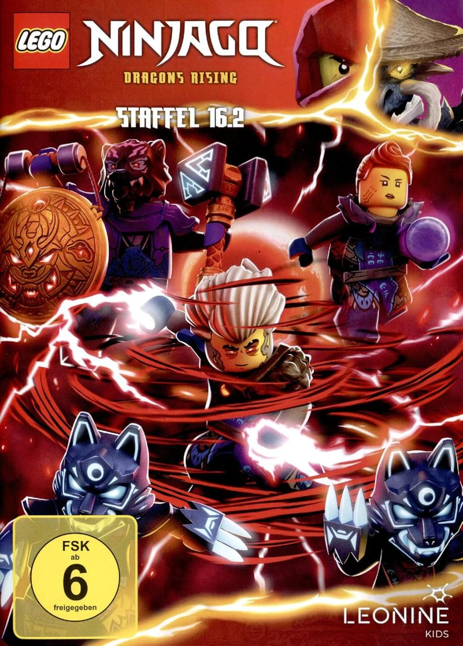 Lego Ninjago DVD-Cover zeigt Lego-Charaktere und den Serientitel.