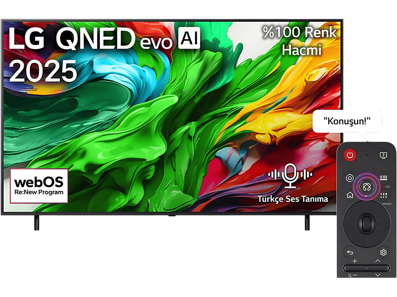 LG 55QNED86A 55 inç 139 Ekran 4K Smart AI HDR10 144Hz Sihirli Kumanda webOS25 QNED evo MiniLED TV Mediamarkt