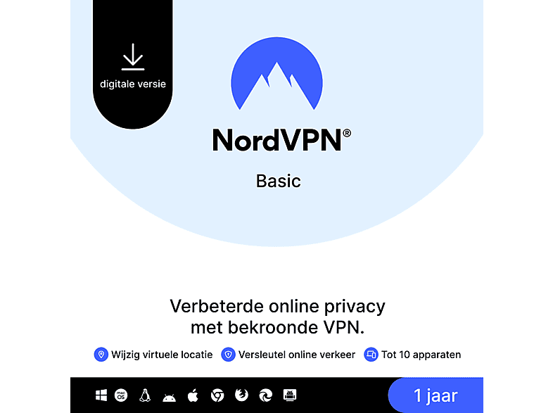 Nordvpn Basic 1 Jaar Premium Vpn Service Max 10 Toestellen