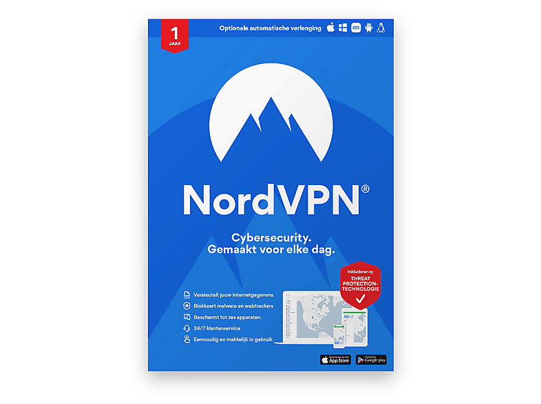 Nordvpn St 1 Jaar Vpn & Cybersec. Software Sub 10 Toestellen
