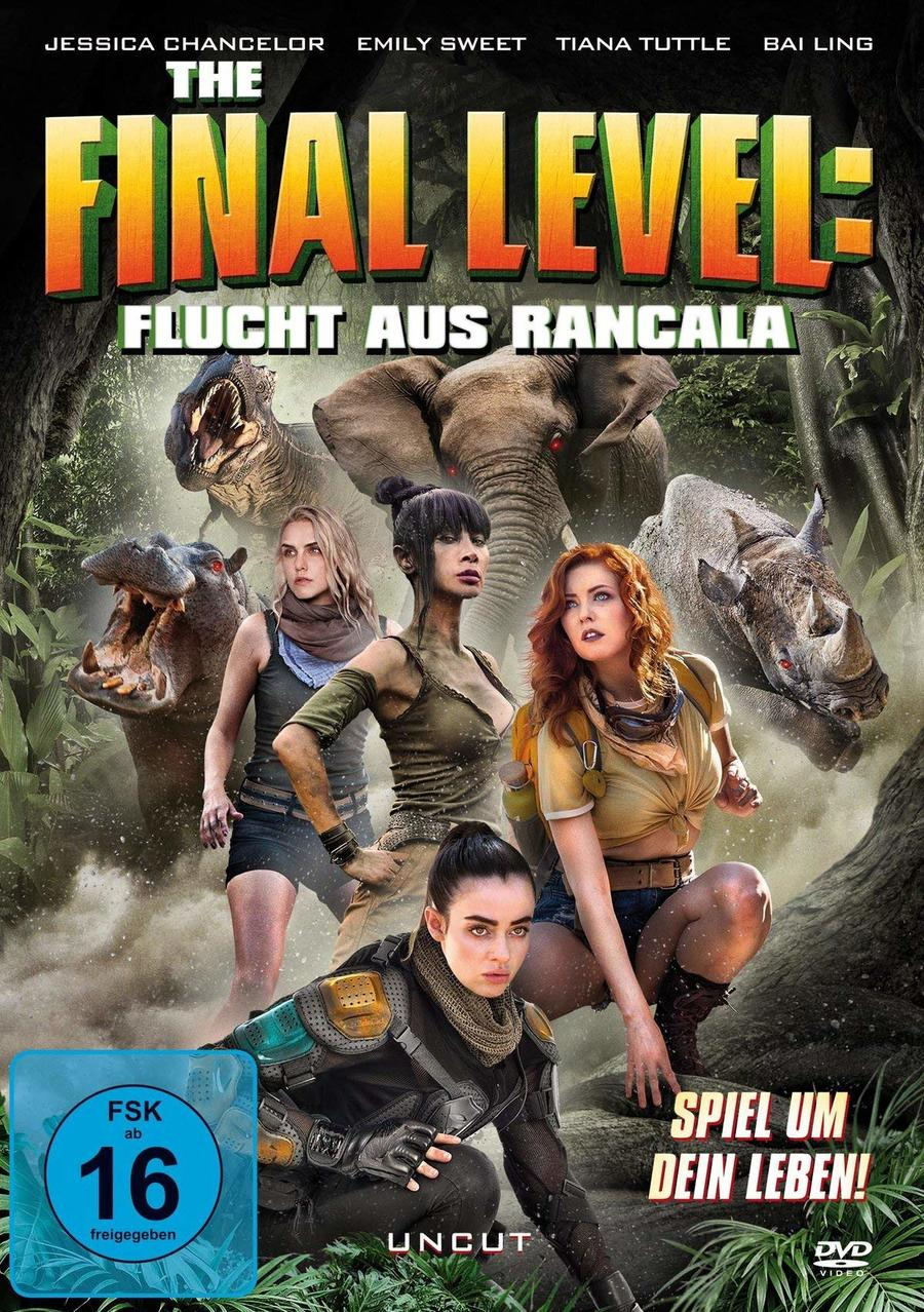 Filmplakat: Gruppe von Frauen und Tieren in Dschungelumgebung. Text auf Deutsch.