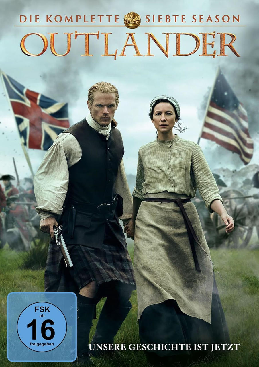 DVD-Cover: Mann und Frau in historischer Kleidung, Flaggen im Hintergrund.
