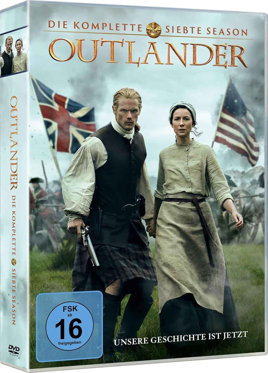 DVD-Cover: Mann und Frau in historischer Kleidung, Flaggen im Hintergrund.