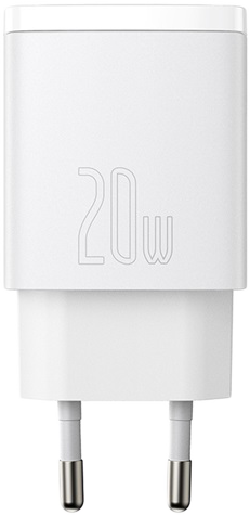 BASEUS Compact hálózati gyorstöltő 20W, USB Type-C + Type-A, fehér (CCXJ-B02)