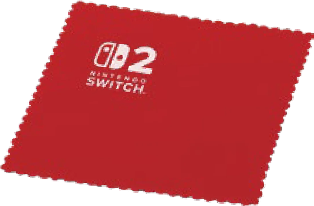 Panno rosso con logo Nintendo Switch bianco e il numero 2.