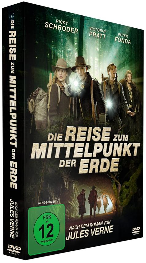 DVD-Cover: Schauspieler in einem Wald mit dem Titel: Reise zum Mittelpunkt der Erde.