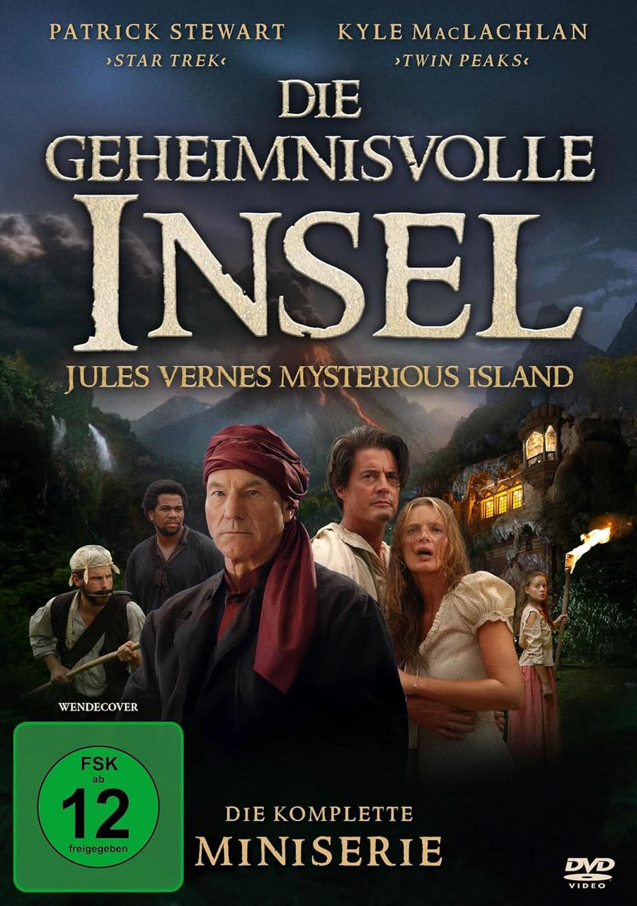 DVD-Cover: Patrick Stewart, Kyle MacLachlan. Titel: Die geheimnisvolle Insel. Jules Verne.
