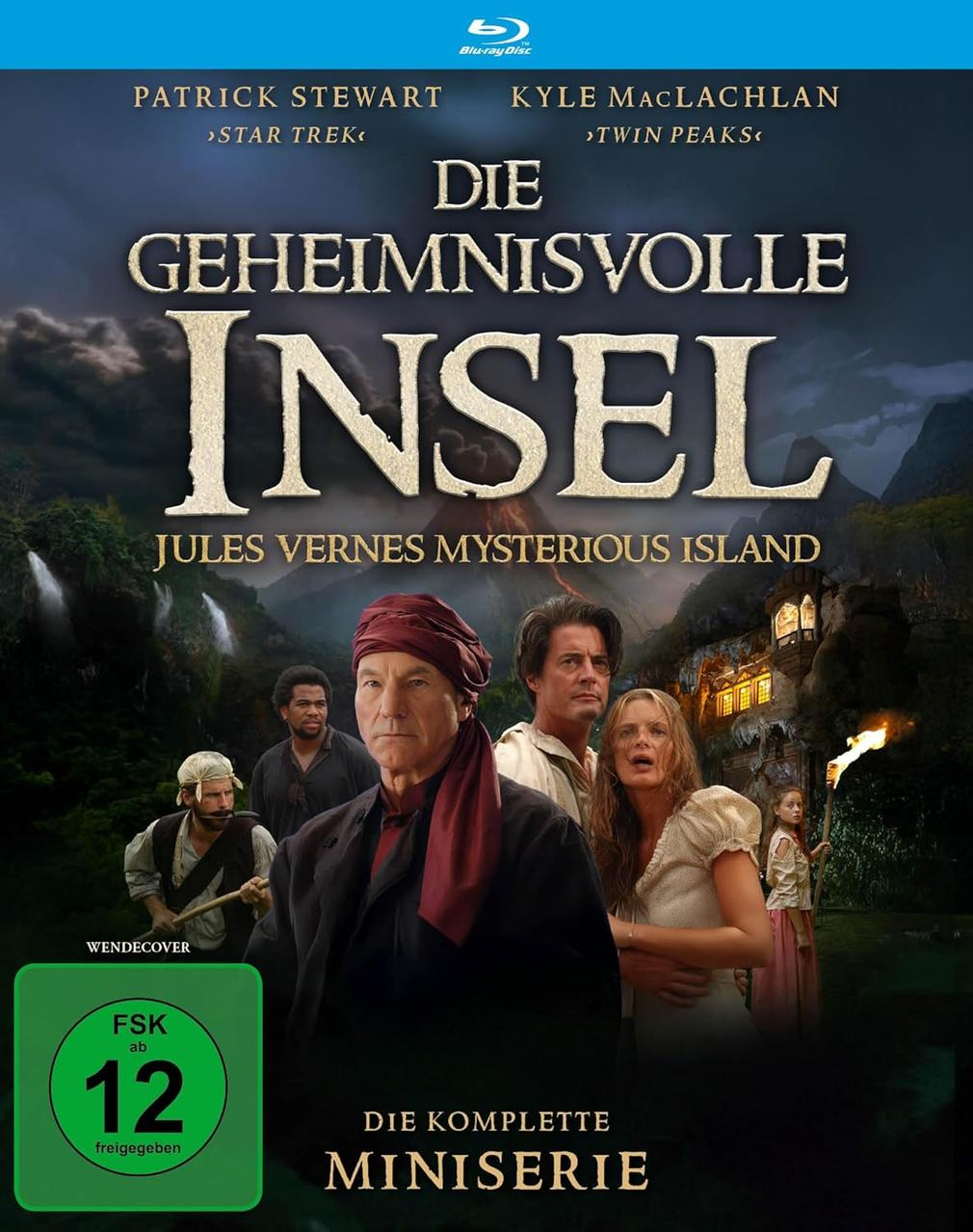 Blu-ray-Cover: Patrick Stewart, Kyle MacLachlan. Titel: Die geheimnisvolle Insel. Jules Verne.