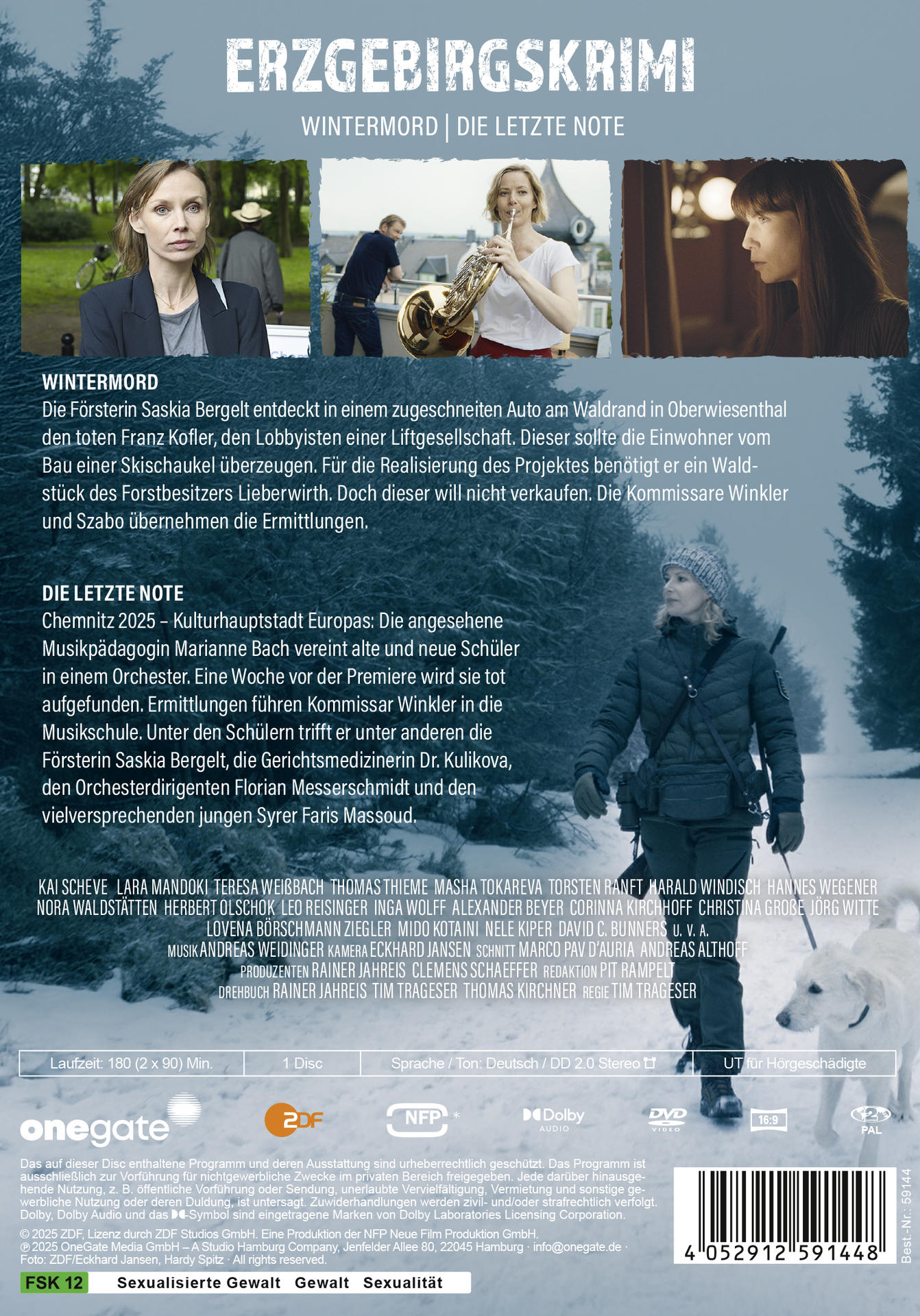 DVD-Rückseite: Bilder von Personen und Text zur Beschreibung des Films. Titel: Erzgebirgskrimi.