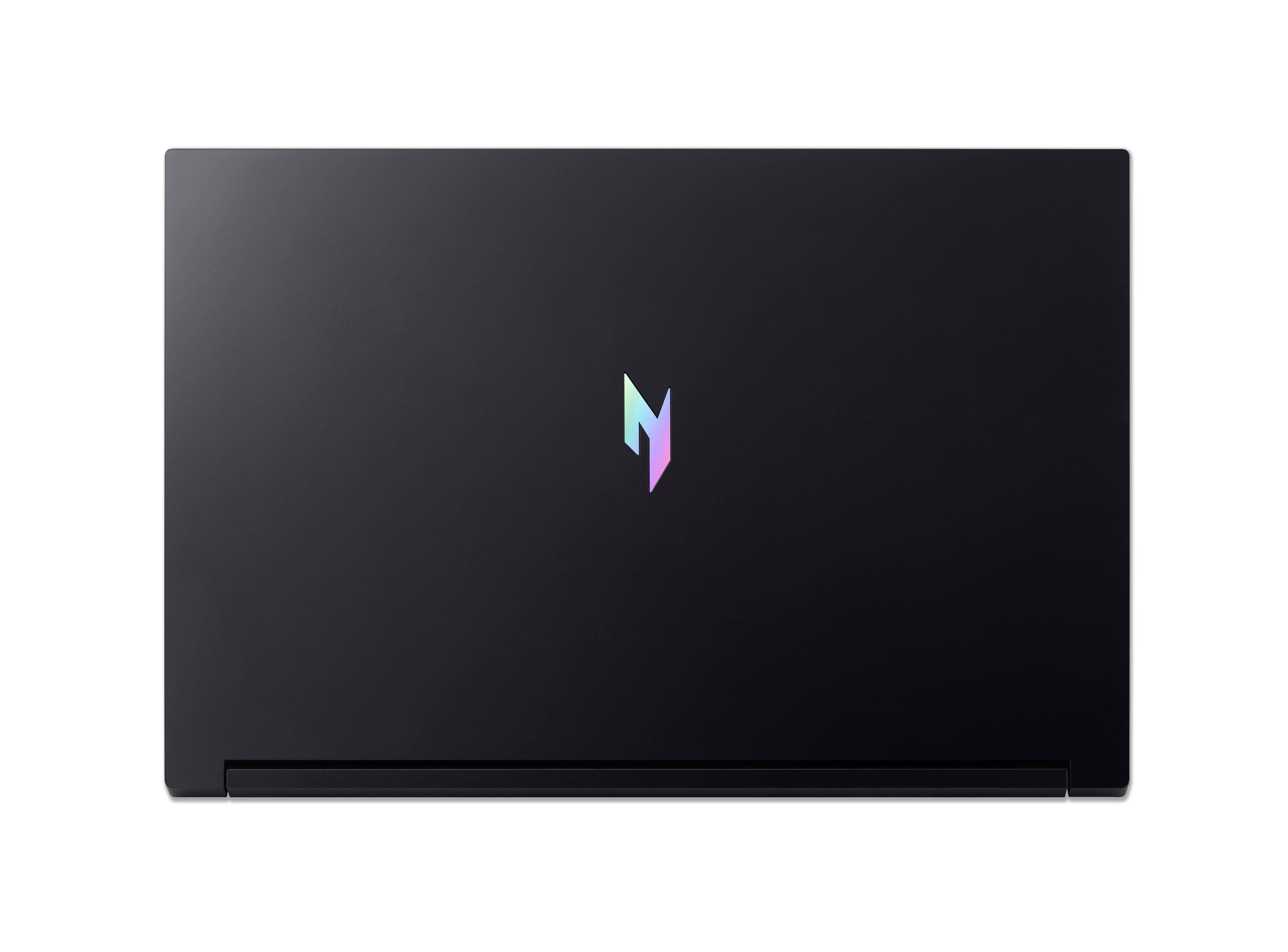 Schwarzer Laptopdeckel mit Predetor-Logo. Weißer Hintergrund.