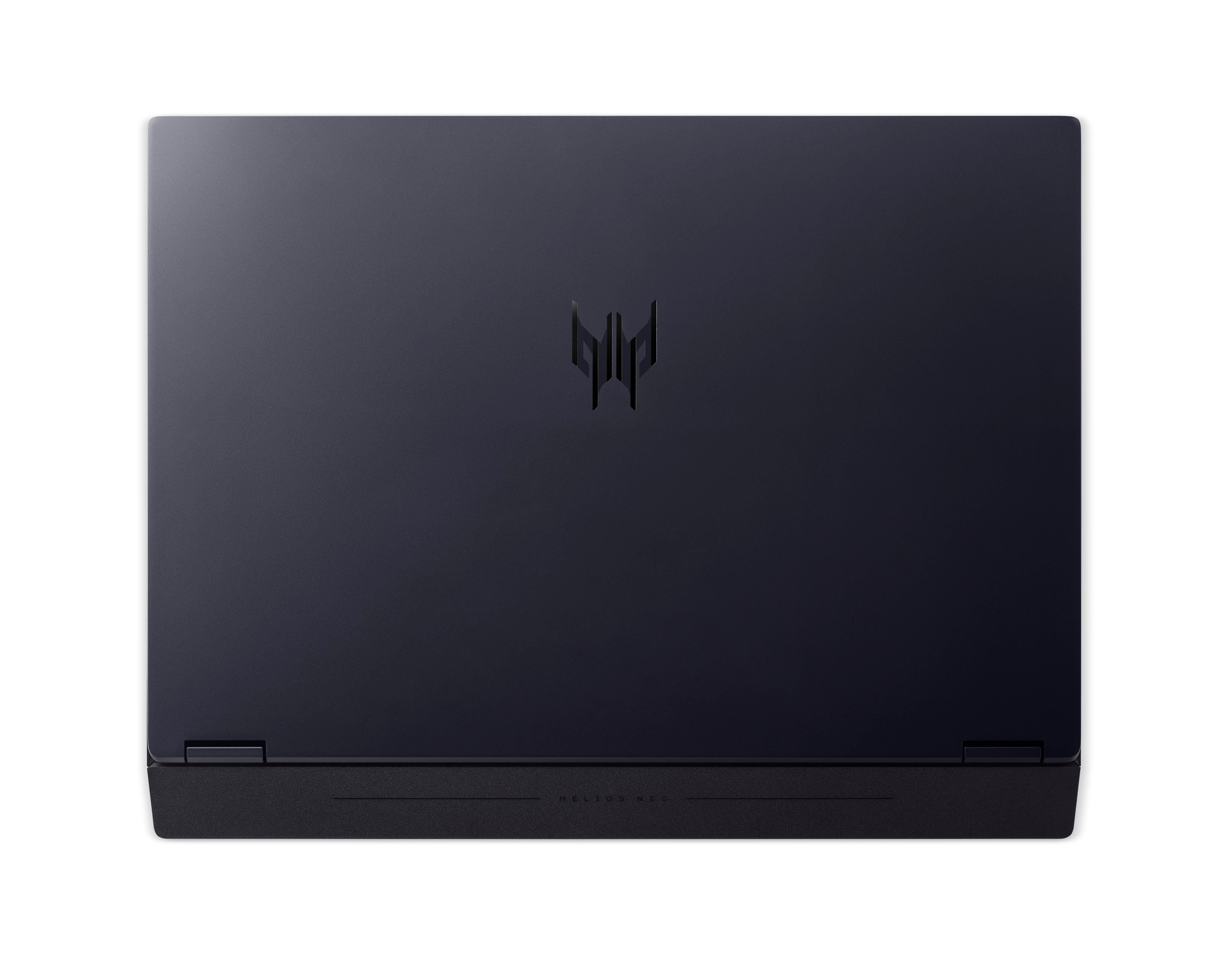 Schwarzer Laptop, geschlossen. Predator-Logo in der Mitte.