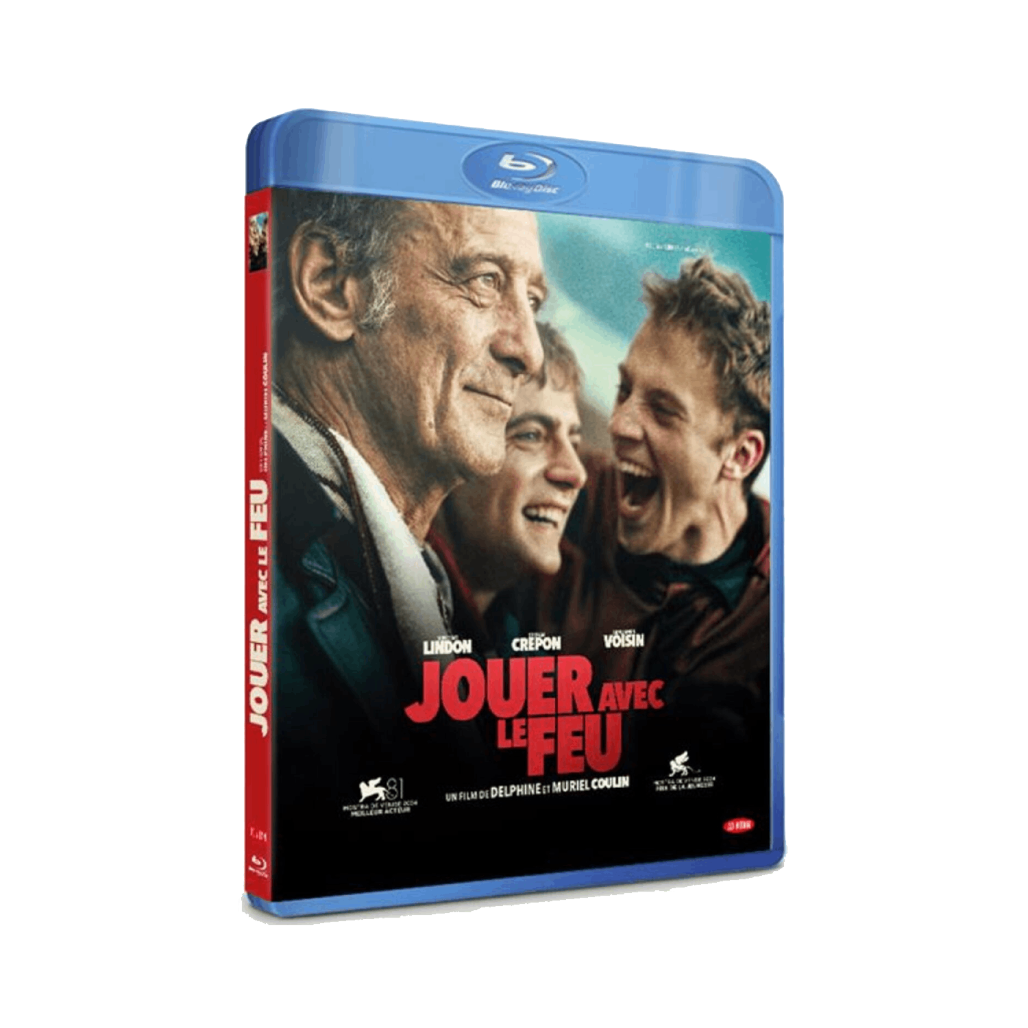 Blu-ray-hoes voor 'Jouer avec le feu' met drie mensen op de cover; twee mannen en een oudere man.