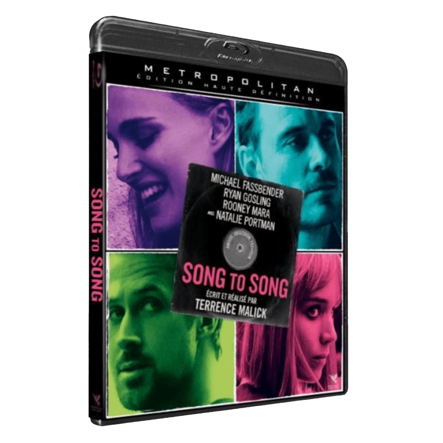 Jaquette Blu-ray avec divers visages. Titre : Song to Song.