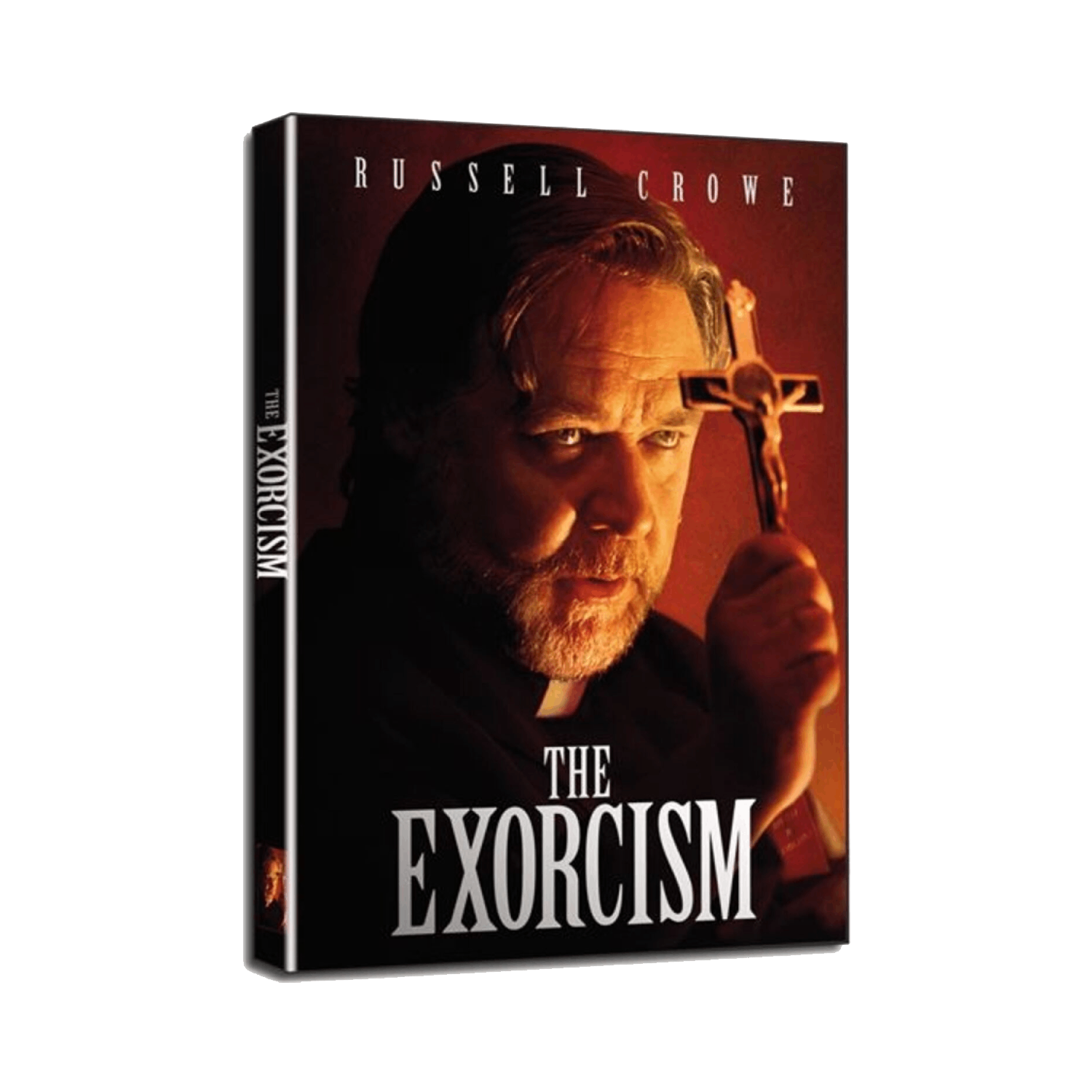 Filmposter van The Exorcism. Een man met kraag houdt een kruisbeeld vast, tekst 'The Exorcism'.