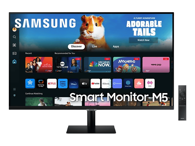 Monitor - Samsung Smart M5 LS32DM500EUXEN, 32", Full-HD, 4 ms, 60 Hz, Altavoces integrados, WiFi, Bluetooth, Negro