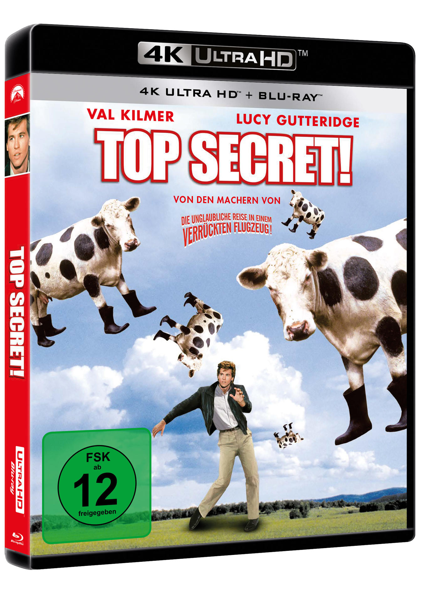 4K Ultra HD-Cover: Ein Mann und Kühe vor Himmelshintergrund. Der Titel lautet TOP SECRET!