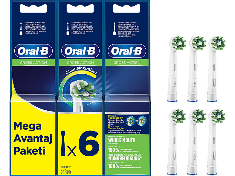 ORAL B Oral-B EB50 Cross Action Clean Maximiser 6'lı Diş Fırçası Yedek Başlığı Beyaz