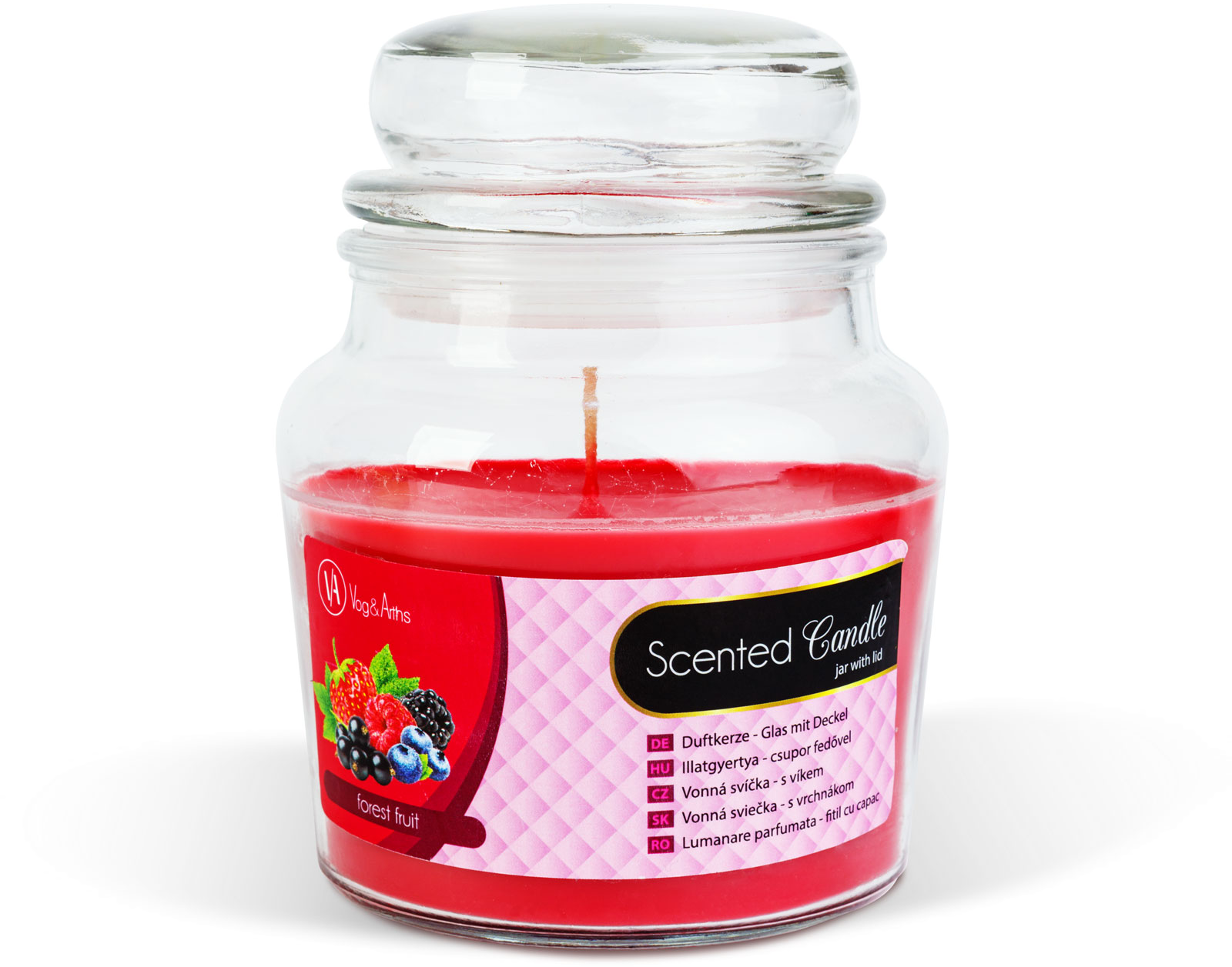 VOG & ARTHS Illatgyertya csupor fedővel, erdei gyümölcs, 310 g (58805B)