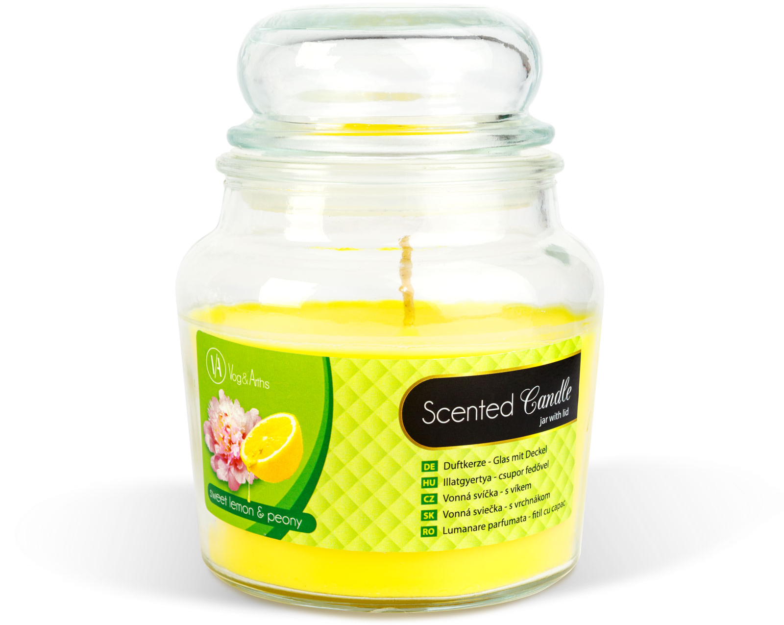 VOG & ARTHS Illatgyertya csupor fedővel, édes citrom bazsarózsa, 310 g (58805D)