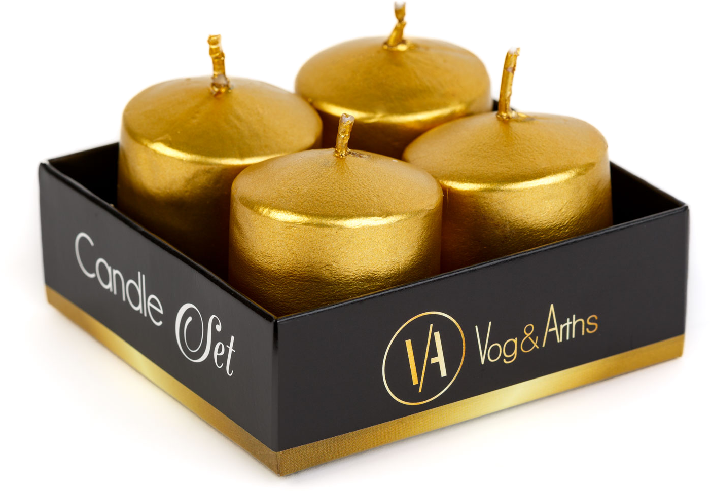 VOG & ARTHS Gyertya szett, arany, illatmentes, 4 x 45 g (58813B)