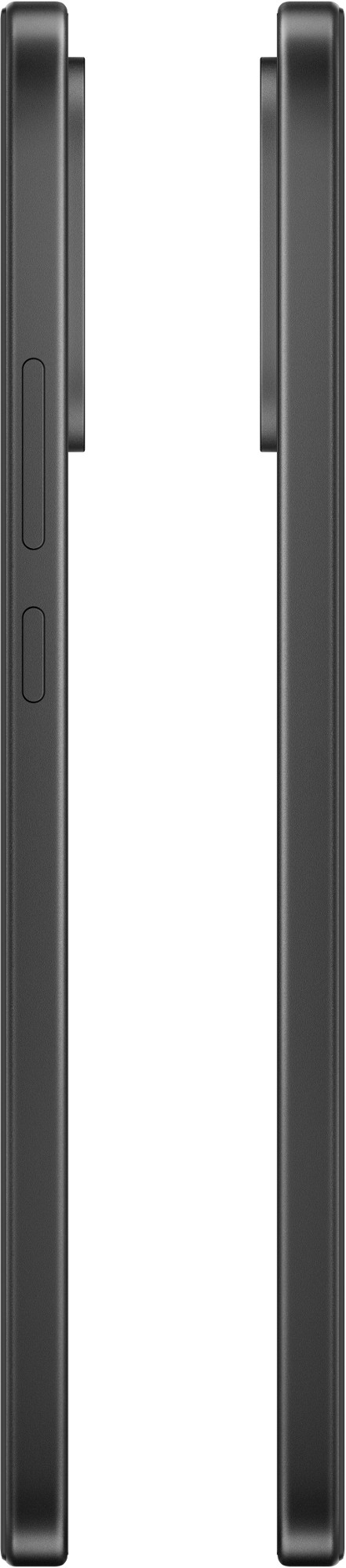 Dwa czarne smartfony wyświetlane obok siebie. Jeden ma przyciski z boku. Oba mają zaokrąglone krawędzie.