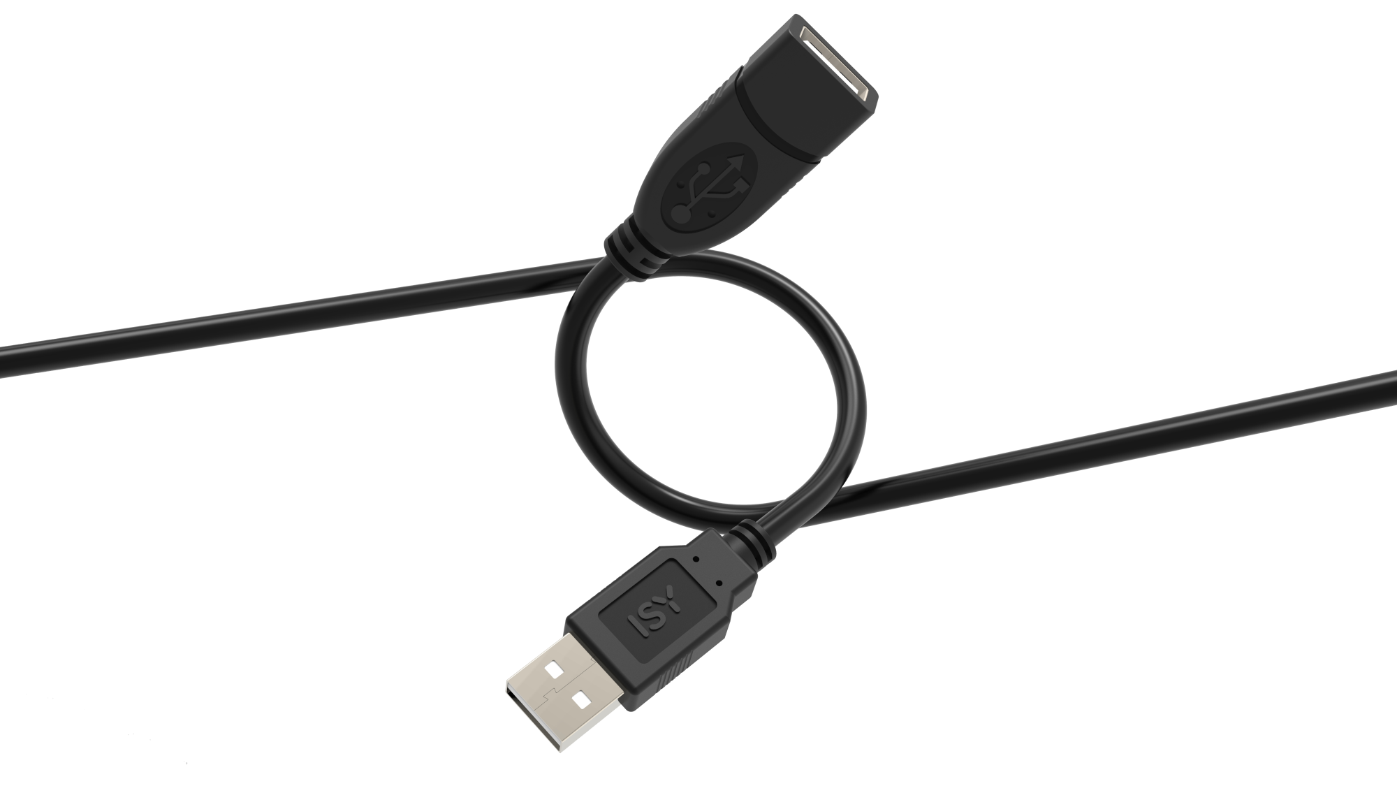 ISY USB 2.0 hosszabbító kábel, 75 cm, fekete (IUC-1019)