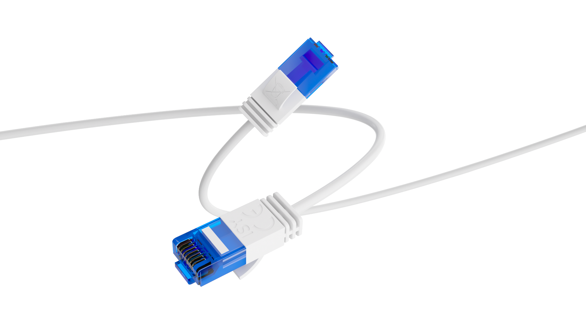 ISY RJ-45 Patchkábel, CAT6a, U/UTP, 1,5 méter, vékony kivitel, fehér (IPC-1017)