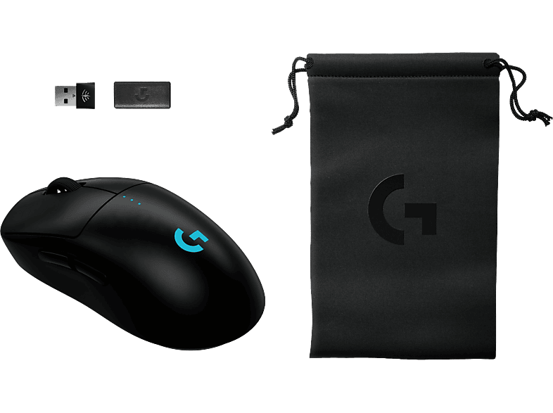 Logitech G Pro 2 Lightspeed + Funda Dongle, Bluetooth, 44.000ppp, Carga rápida, Lightsync, Ambidiestro, Personalizable, Negro