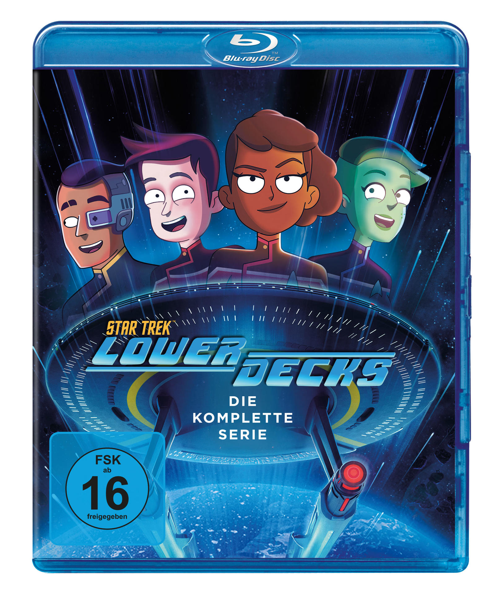 Blu-ray Hülle mit vier animierten Charakteren im Weltraum vor einem Sternenfeld.