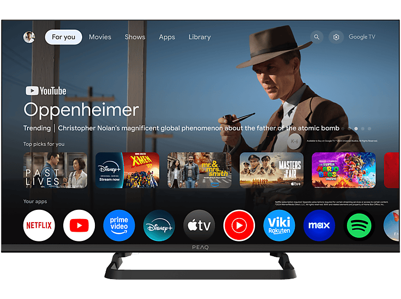 PEAQ PTV 32GF-5025C, Full-HD, Google TV, Smart DVB-T2, HDR10, Dolby Audio, Triple Turner Negro