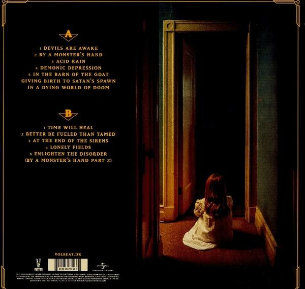 Pochette d'album : une fille en robe blanche assise dans un couloir. Intérieur sombre et menaçant. Le texte énumère les titres des chansons.